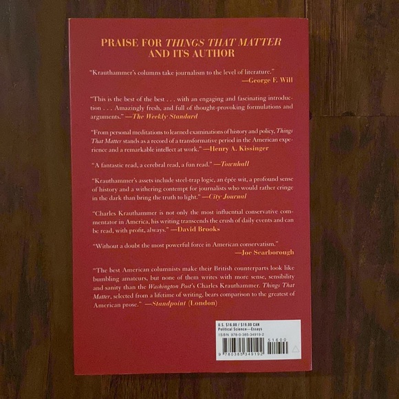 Things that Matter 3 Decades of Passion Pastimes & Politics -Charles Krauthammer - Picture 2 of 6